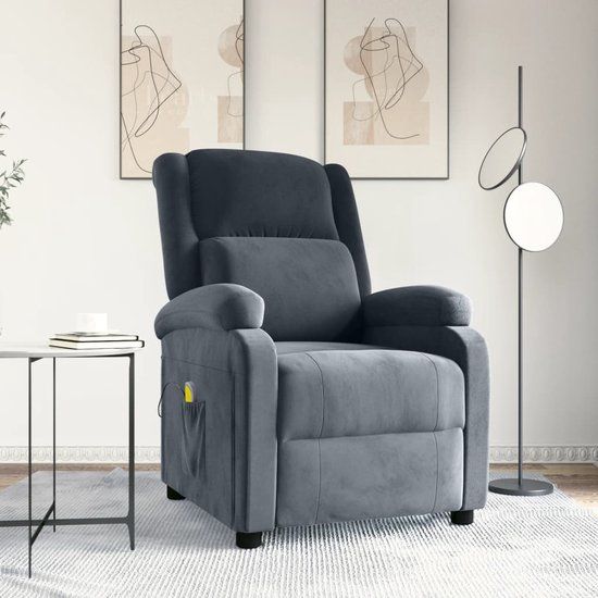 vidaXL Massagestoel fluweel donkergrijs