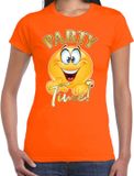 Bellatio Decorations Foute party t-shirt voor dames - Party Time - oranje - carnaval/themafeest XS