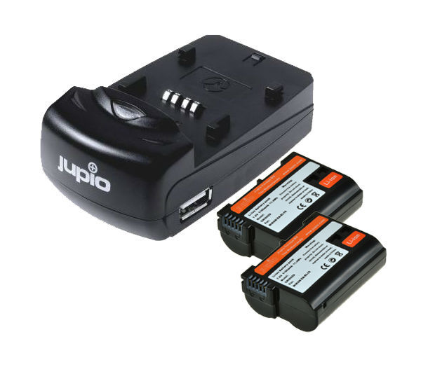 Jupio Kit met 2x Battery EN-EL15 1700mAh + USB Single Charger