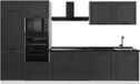 Vicco Complete keukeneenheid R-Line, Antraciet landelijk/Wit, 340 cm antraciet werkblad
