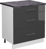Vicco Fame-Line Keukenonderkast – 80 cm met 3 laden, WB Antraciet Antraciet Hoogglans