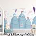 Ambiance Sticker Scandinavische bergstickers met prachtige heteluchtballonnen, 50 x 75 cm