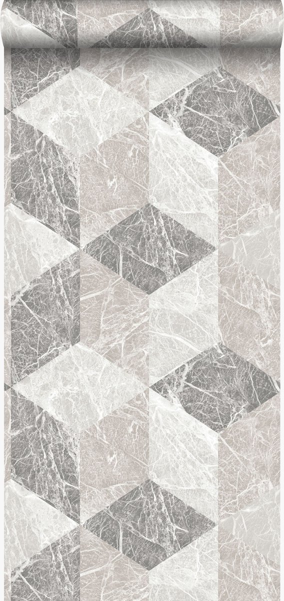 Origin Wallcoverings behang 3D marmer motief beige en taupe - 347317 - 53 cm x 10,05 m