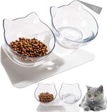 OEM ZenithVibe Dubbele Kattenvoerbak met 15° Hellingshoek en Transparant Ontwerp