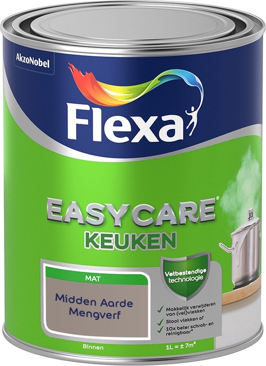 FLEXA Easycare Muurverf - Keuken - Mat - Midden Aarde - 1 liter
