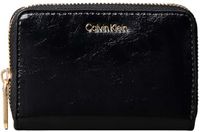 Calvin Klein Portemonnee 'Foil Logo Zip-around Glossy' zwart