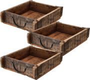 Novaliv 3x houten kist vintage 30 x 25 x 8 cm
