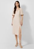 QS s.Oliver QS Jurk Beige Lange Mouw V-hals Viscose