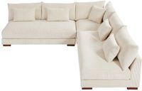 Vente-unique canapé d'angle réversible en velours côtelé beige SPERONE