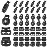 48 bouchons de fixation, en plastique, de couleur noire, pour cordes paracord et vêtements