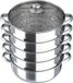Four à vapeur en acier inoxydable - cuiseur vapeur 5 couches - 30 cm de diamètre - compartiments empilables - couvercle en verre - 15 kg par niveau - couleur argent