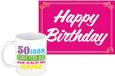Bellatio Decorations Verjaardag cadeau koffiemok thema 50 jaar - vrouw - dikke pech - met knaproze Happy Birthday wenskaart - A5 formaat