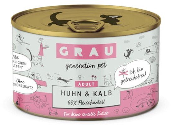 Grau Graanvrij Kattenvoer - Kip & Kalf - 6 x 200 g