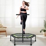 ONETWOFIT 45 inch Rebounder trampoline voor volwassenen met handvatstang, stille mini-trampoline indoor oefening fitness trampoline bungee rebounder outdoor OT052301