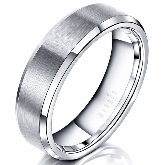 Mendes Wolfraam heren ring Mat Zilverkleurig 6mm-20mm