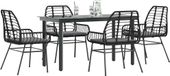 Prolenta Maison Exclusive Tuinset voor buiten, 5-delig, met kussens, zwart, van polyrotan, met glazen tafelblad