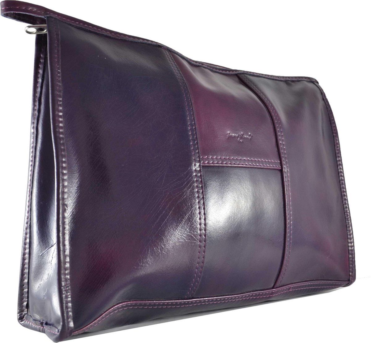 Douglas Groot Leer Lak Aubergine Toilettas