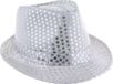 Funny Fashion Trilby hoedje - zilver - glitter - pailletten - polyester - heren/dames - Carnaval - glitterhoed