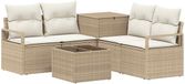 vidaXL Bankstel 2 zitplaatsen Beige en Crèmewit Polyrattan en Staal