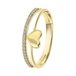 Lucardi Dames Dubbele ring hart en zirkonia - Ring - Cadeau - 14 Karaat Goud - Geelgoud
