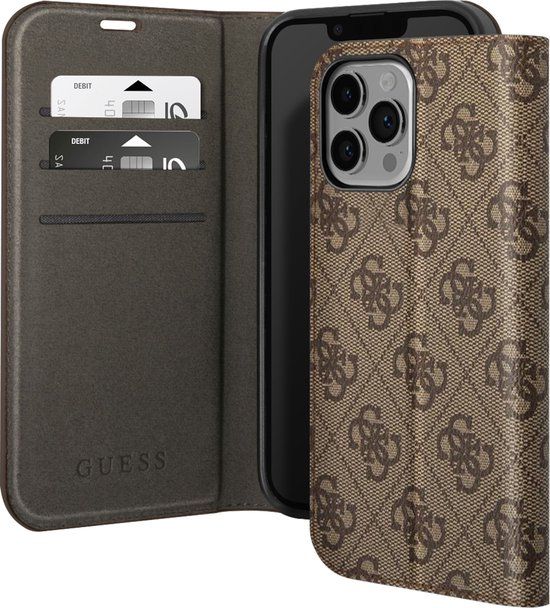 Guess 4G Book Case geschikt voor Apple iPhone 14 Pro Max (6.7") - Bruin