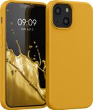 kwmobile telefoonhoesje geschikt voor Apple iPhone 13 mini - Hoesje met siliconen coating - Smartphone case in honinggeel