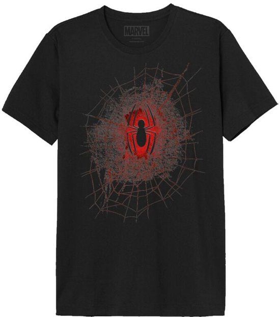 Spider-Man Destroyed Spider Web Heren T-shirt - Zwart - XL