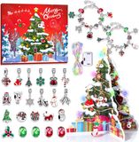 Merkloos / Sans marque OrangeCartB.V Kerst Adventskalender Set DIY Blind Box Armband Kerstboom Lichtjes Decoraties Home