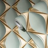 A.S. Création My Home My Spa 3D Grafisch Behang - Eucalyptusgroen/Goud - Vliesbehang