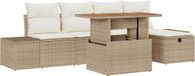 vidaXL Tuinbank Set met Kussen met Opslag 6 pcs Beige Poly Rattan