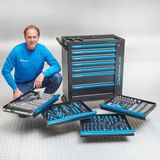 Datona® Gereedschapswagen 'Black-Line' 7 laden + 153-delige gereedschapsset - Zwart