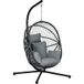 Fauteuil suspendu d'extérieur, coussin inclus, forme ovoïde, 120 cm x 106 cm x 188 cm, gris