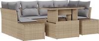 vidaXL Tuinbank Set 7-delig Polyrattan Beige en Lichtgrijs