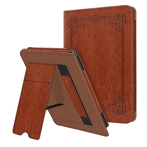 Fintie Standaard hoesje voor geheel nieuwe 6-inch Kindle (11e generatie, 2022 release) - Premium PU lederen hoes met kaartsleuf en handriem, (Z-Vintage bruin)
