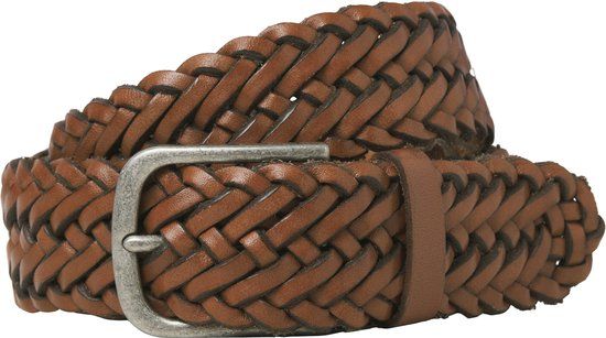 JACK&JONES JACJOE BRAIDED LEATHER BELT Cognac Heren Riemen