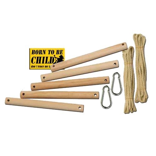 Kids at Work Touwladder Junior 140 Cm Hout Bruin 9-delig