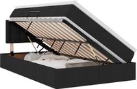 vidaXL LED opbergbed met matras Zwart 120 x 200 cm Stof