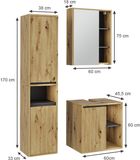 Vicco Badkamermeubelset Viola, Artisanaal eiken/Grijs, 3-delig