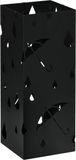 HOMCOM Paraplustandaard vierkante stalen paraplustandaard met 4 haken en afneembare wateropvangbak afmetingen 15,5 b x 15,5 d x 41 h cm zwart