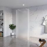 FortiFura Galeria Vrijstaande Inloopdouche - 90x200cm - Mat Glas - Antikalk - 8mm Veiligheidsglas - 2 Zijwanden - Wit Mat