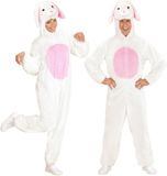 Widmann Haas & Konijn Kostuum Dieren Onesie Pluche Konijn Wit Kostuum Medium / Large Carnaval kostuum Verkleedkleding
