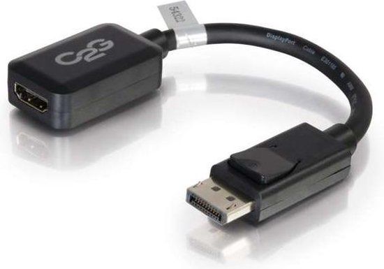 CablesToGo C2G 54322 DisplayPort naar HDMI Adapter Kabel Zwart 0.20m