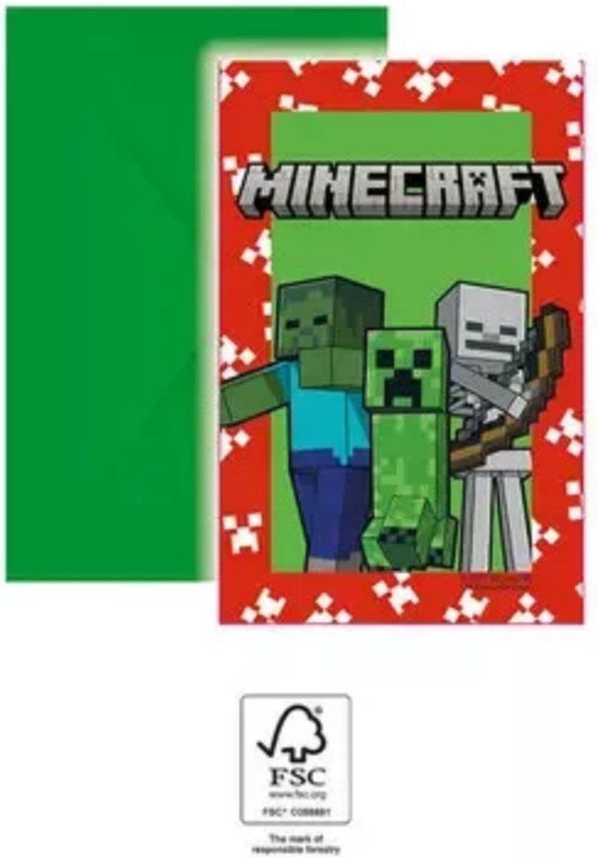 Minecraft Globos Europe Minecraft Uitnodigingen - 6 stuks