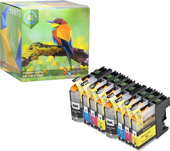 Ink Hero - 8 Pack - Inktcartridge / Alternatief voor de Brother LC123, DCP J132W J152W J172W J4110DW J552DW J752DW MFC J245 J4410DW J4510DW J4610DW J470DW J4710DW J650DW J6520DW J6720DW J6820DW J6920DW J870DW