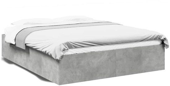 vidaXL Bedframe - Bewerkt hout - Betongrijs - 150x200 cm
