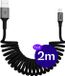 Buddi Flex | USB-A naar Lightning Krulsnoer Kabel 12W Fast Charge 2M Zwart