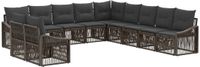 vidaXL Tuinbank - Set - 11 zitplekken - Grijs - Polyrattan