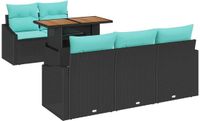vidaXL Tuinbankenset 6 st 5-Aantal zitplaatsen Zwart en Teal