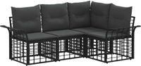 vidaXL - Hoek loungeset - 4 zitplekken - Polyester - Zwart en donkergrijs