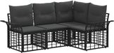vidaXL - Salon d'angle - 4 places assises - Polyester - Noir et gris foncé